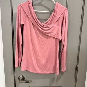 Elegant Pink Drape Neck Women's Top